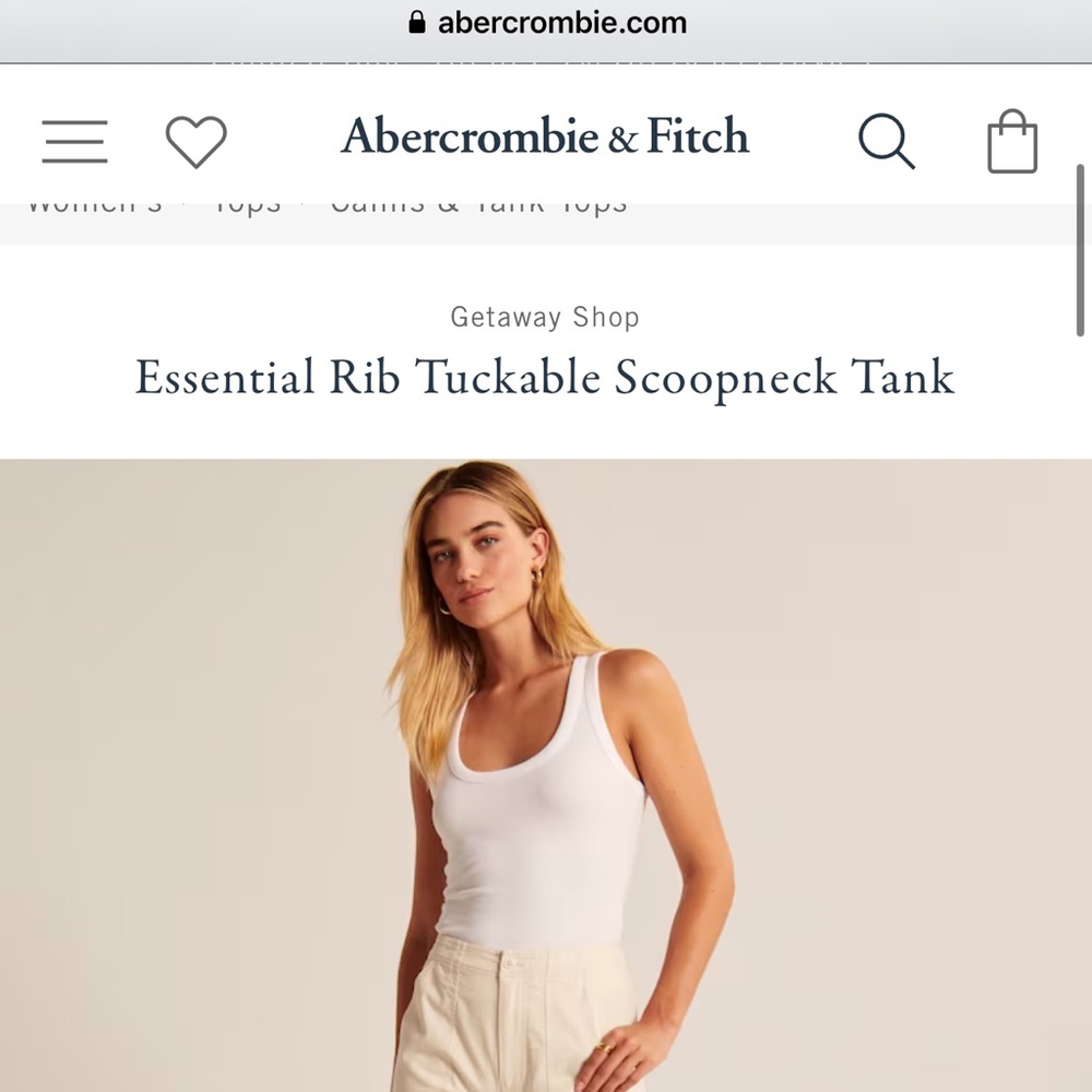 NWT Abercrombie Essential Rib Tuckable Scoopneck Tank